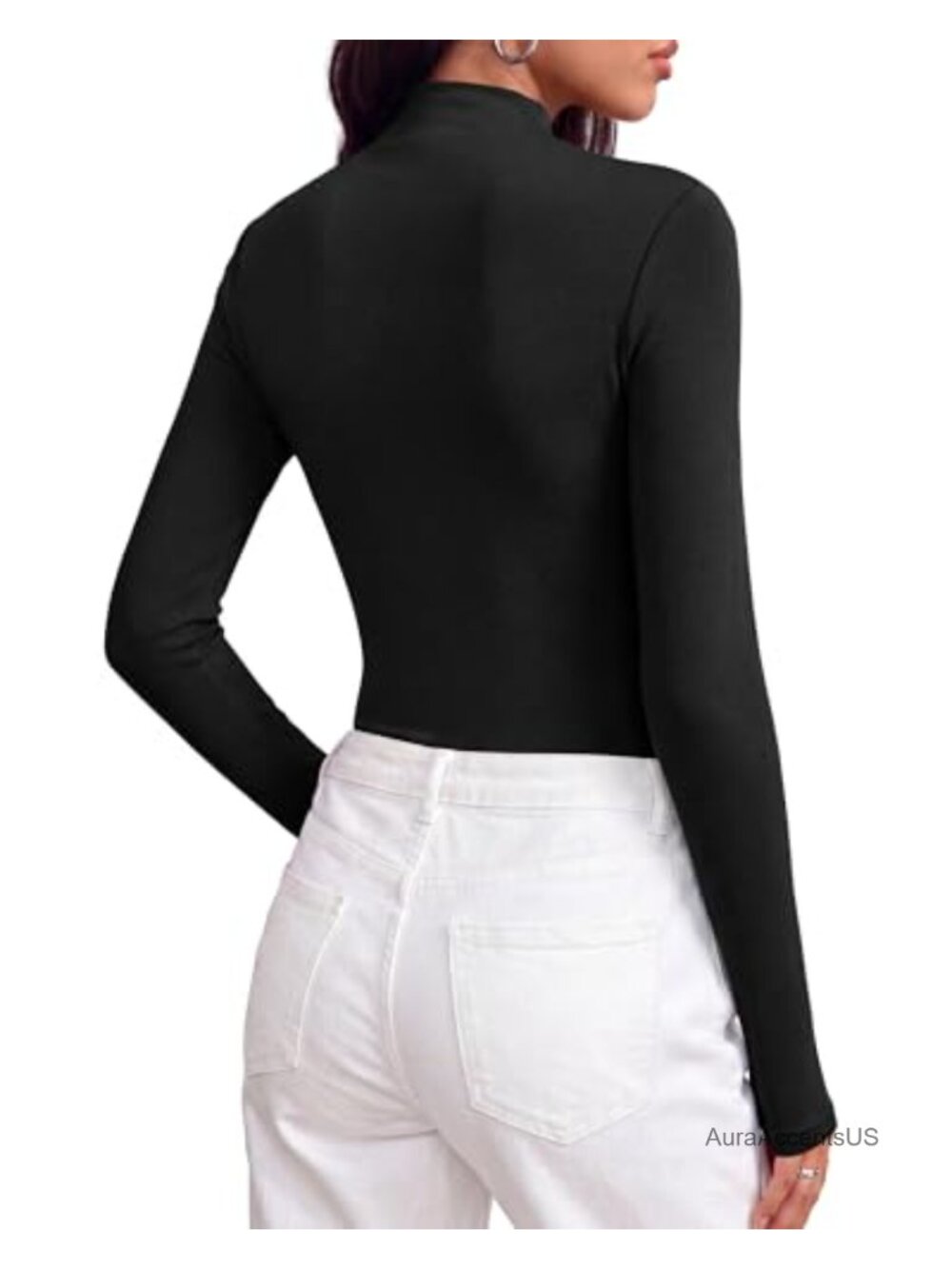 Fitted Thermal Mock Neck Long Sleeve Tee for Women - Picture 2 of 6